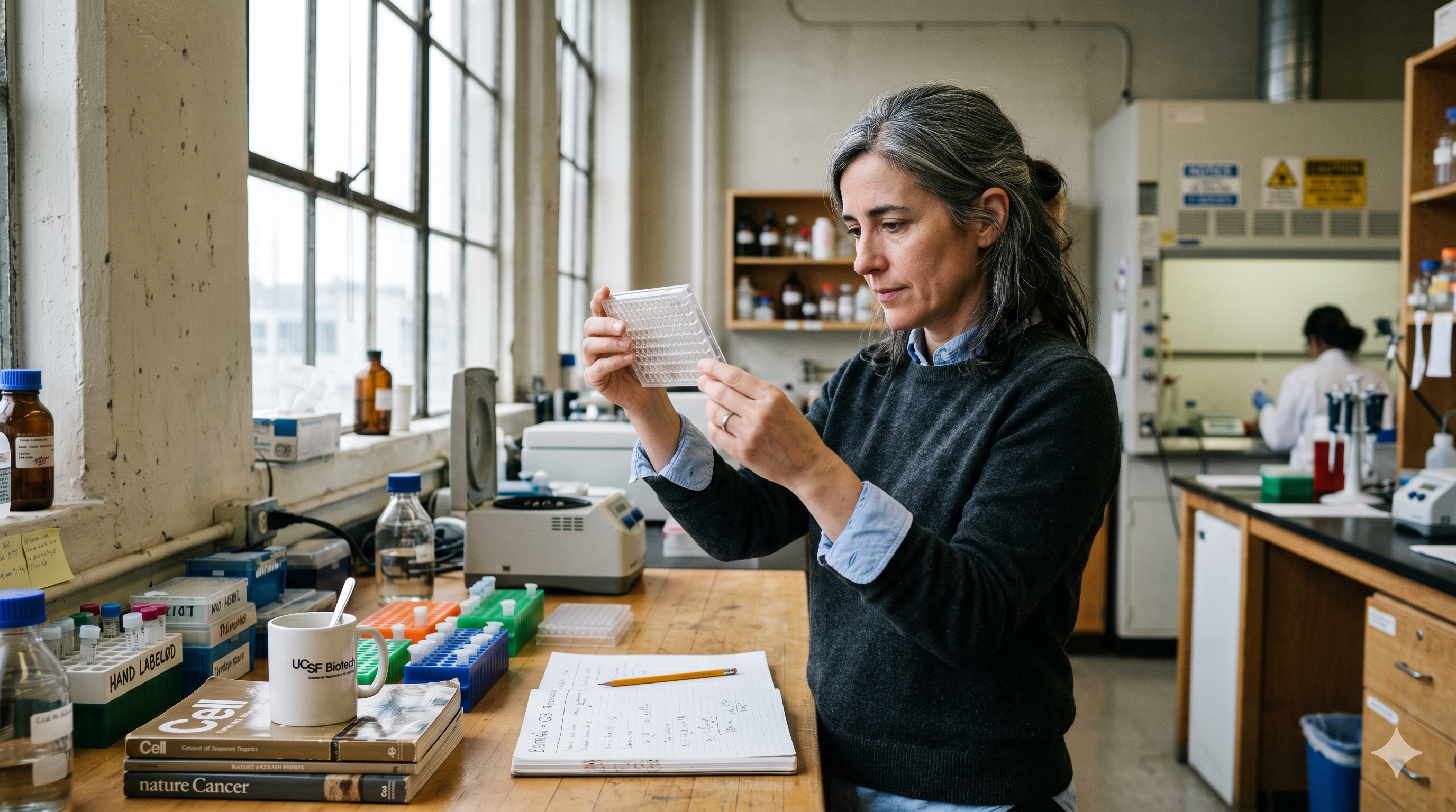 Dr. Idoia Beltrán in the Codon-3 wet lab — South San Francisco, March 2026.